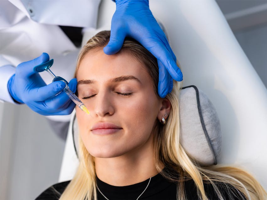 Woman getting an injection