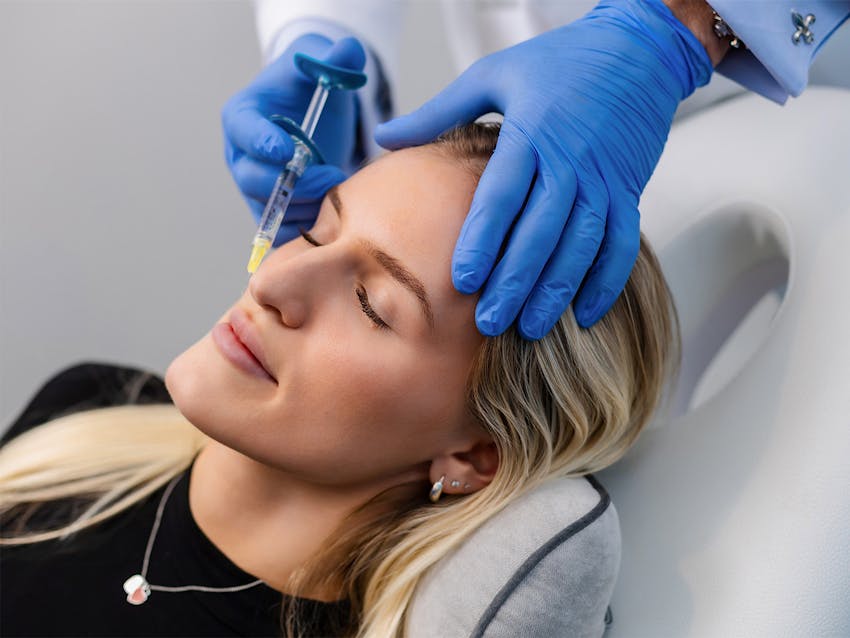 Woman getting an injection