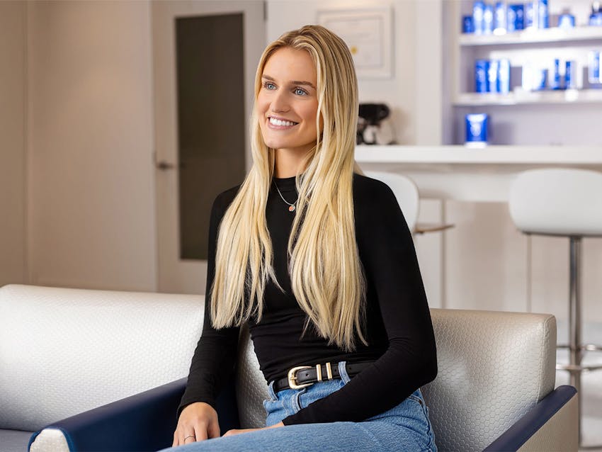 smiling blonde woman