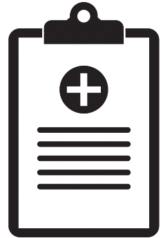Clipboard icon representing a written record of visit