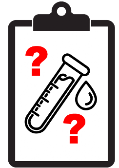 Clipboard icon with test tube representing abnormal results followed up