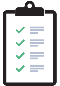 Clipboard icon with checklist representing evaluation