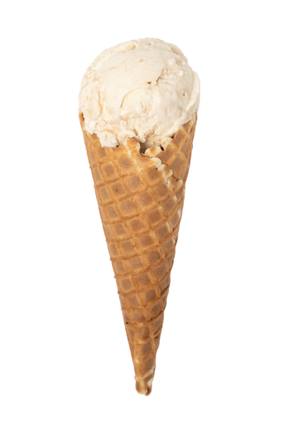 Single scoop of Annex Cola Float ice cream in a waffle cone.