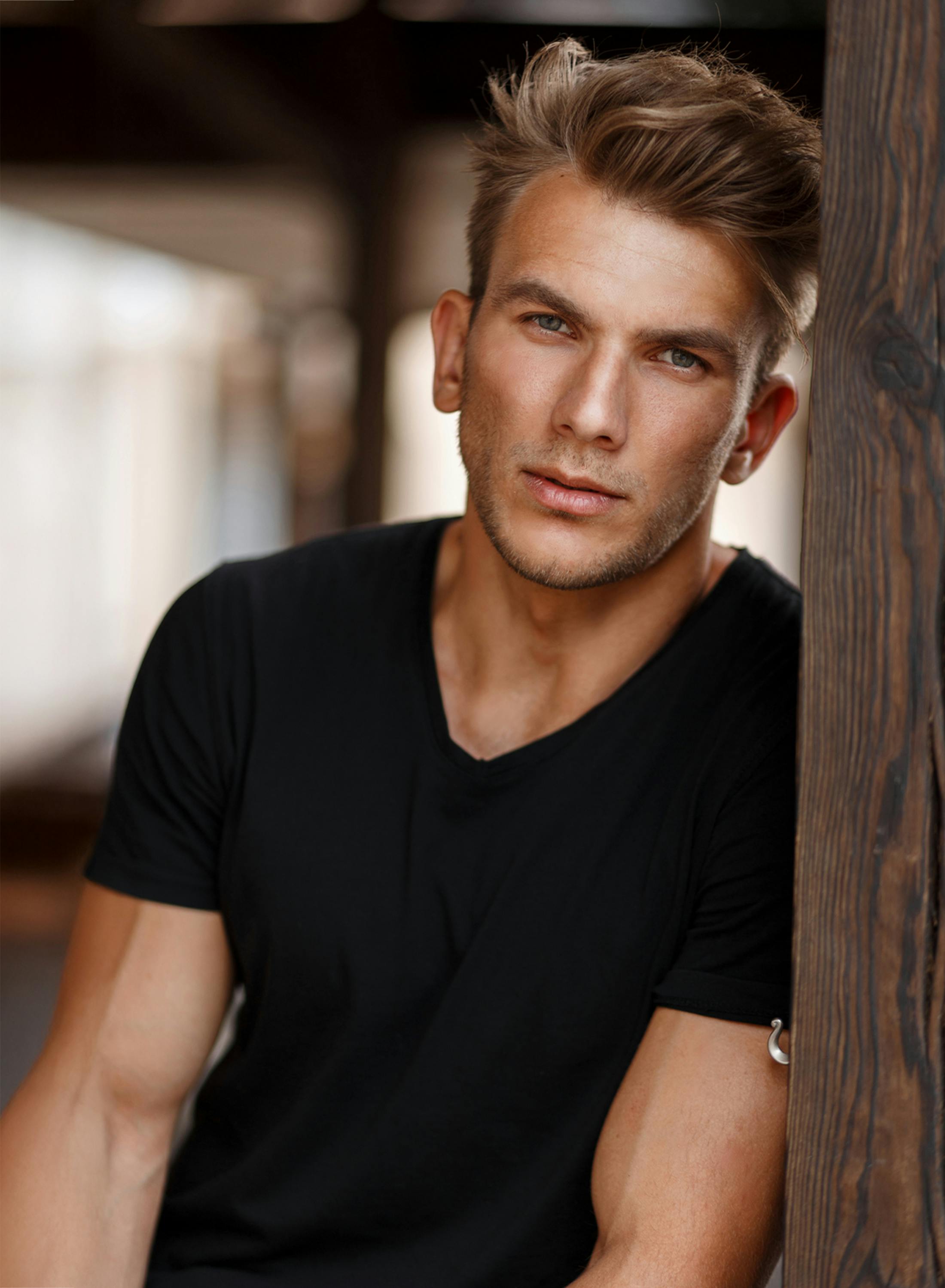 man looking into camera