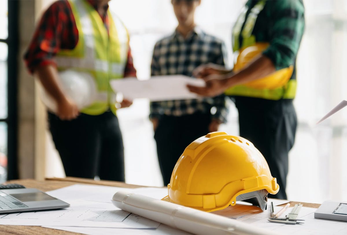 a hard hat on a table