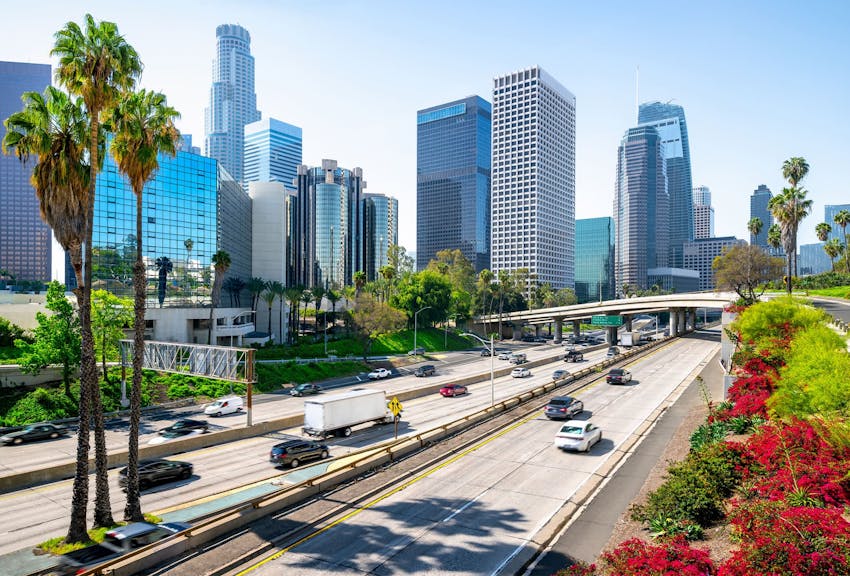 A freeway next to DTLA