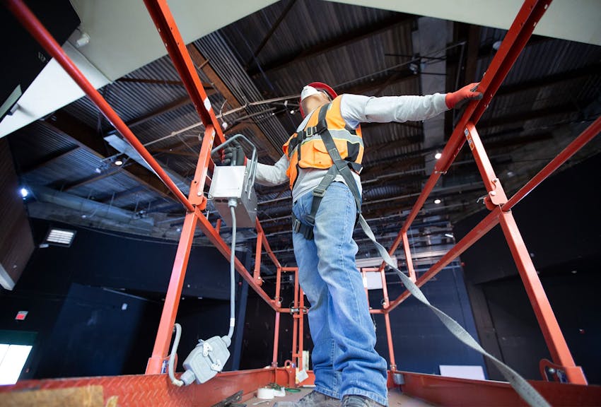 Worker on a lift