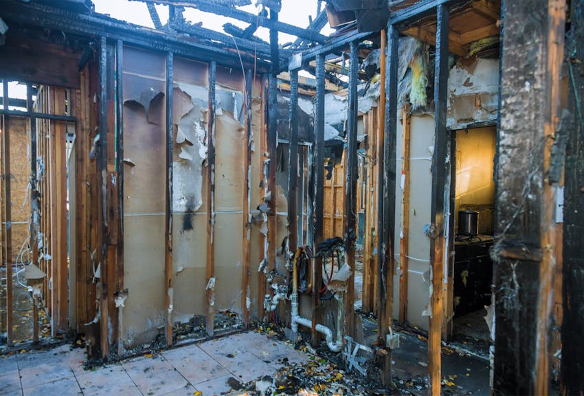 a burned building