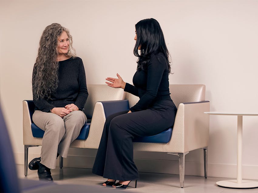Woman and doctor speaking