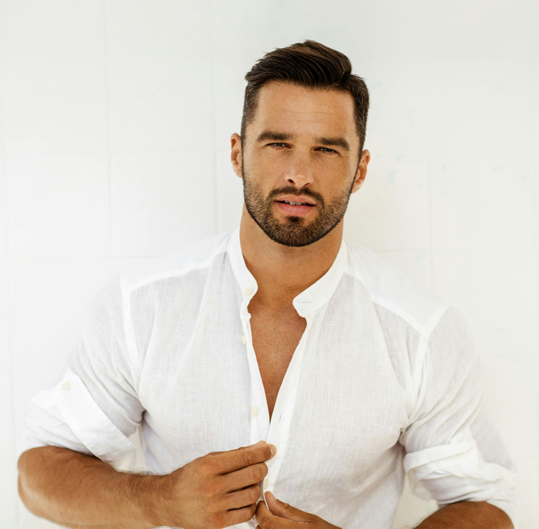 A man in a white shirt