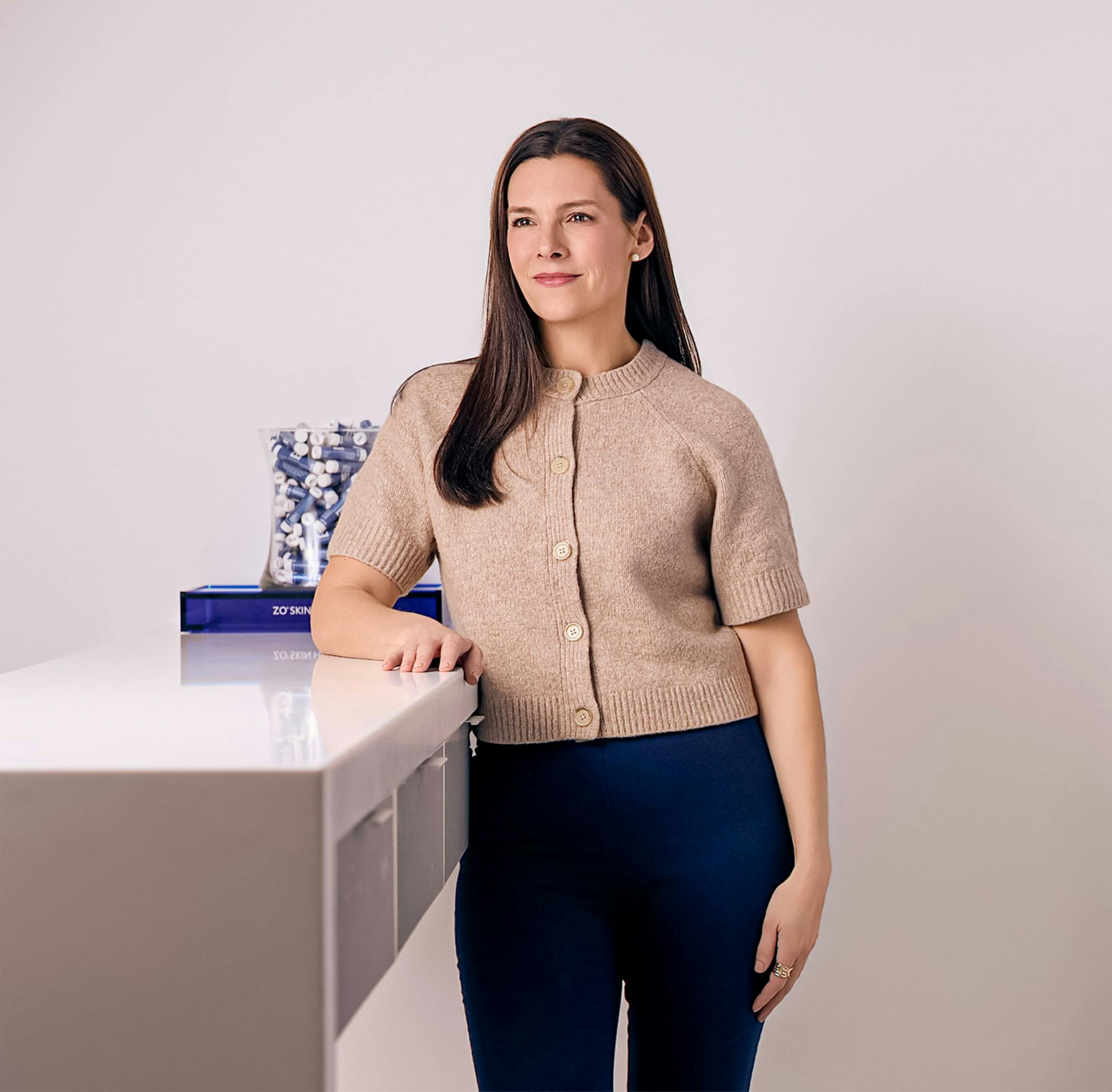 Woman standing at a counter
