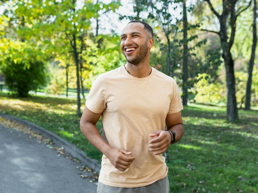 man on a run smiling