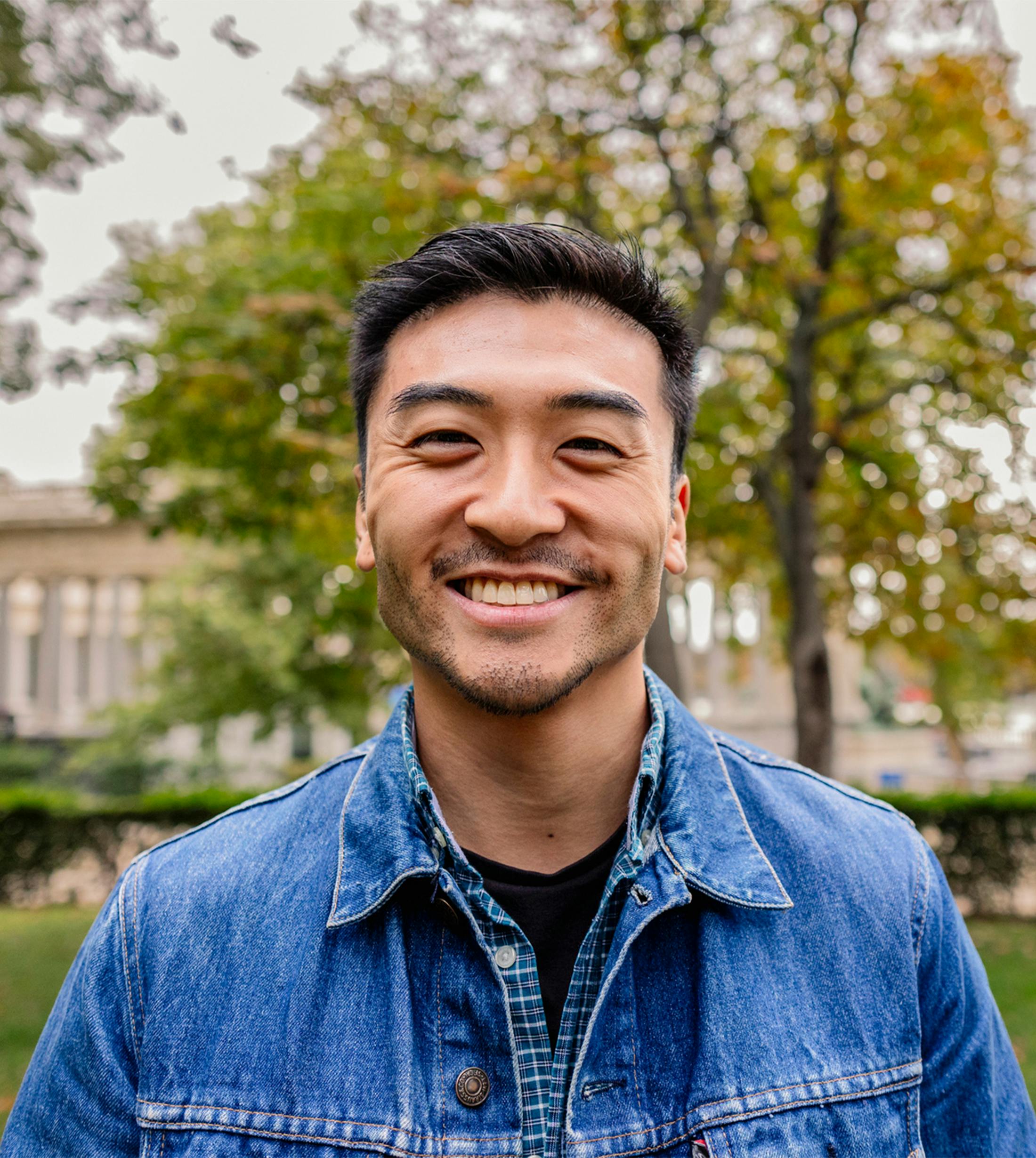 man smiling outside