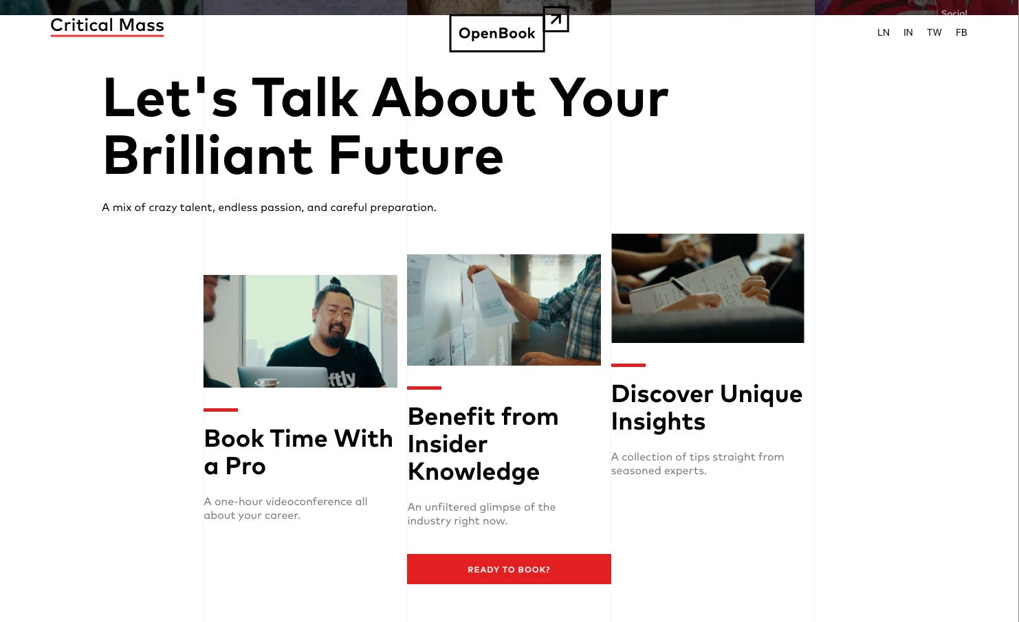 Faint grey lines making 5 columns dictate a precise layout from mobile to desktop