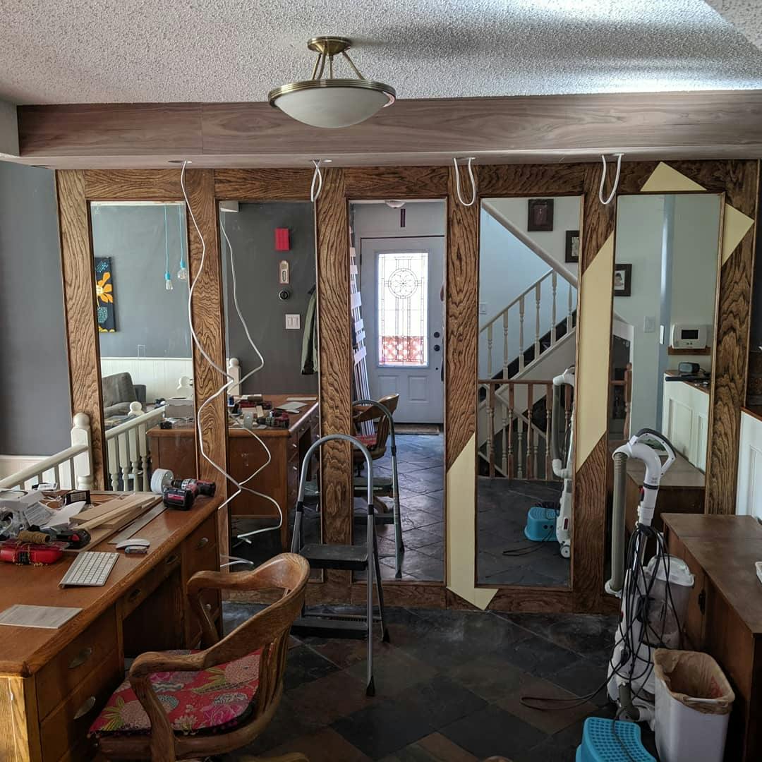Installing electrical, 1 LED pot light per pillar. Pulling power to location was a project in itself.