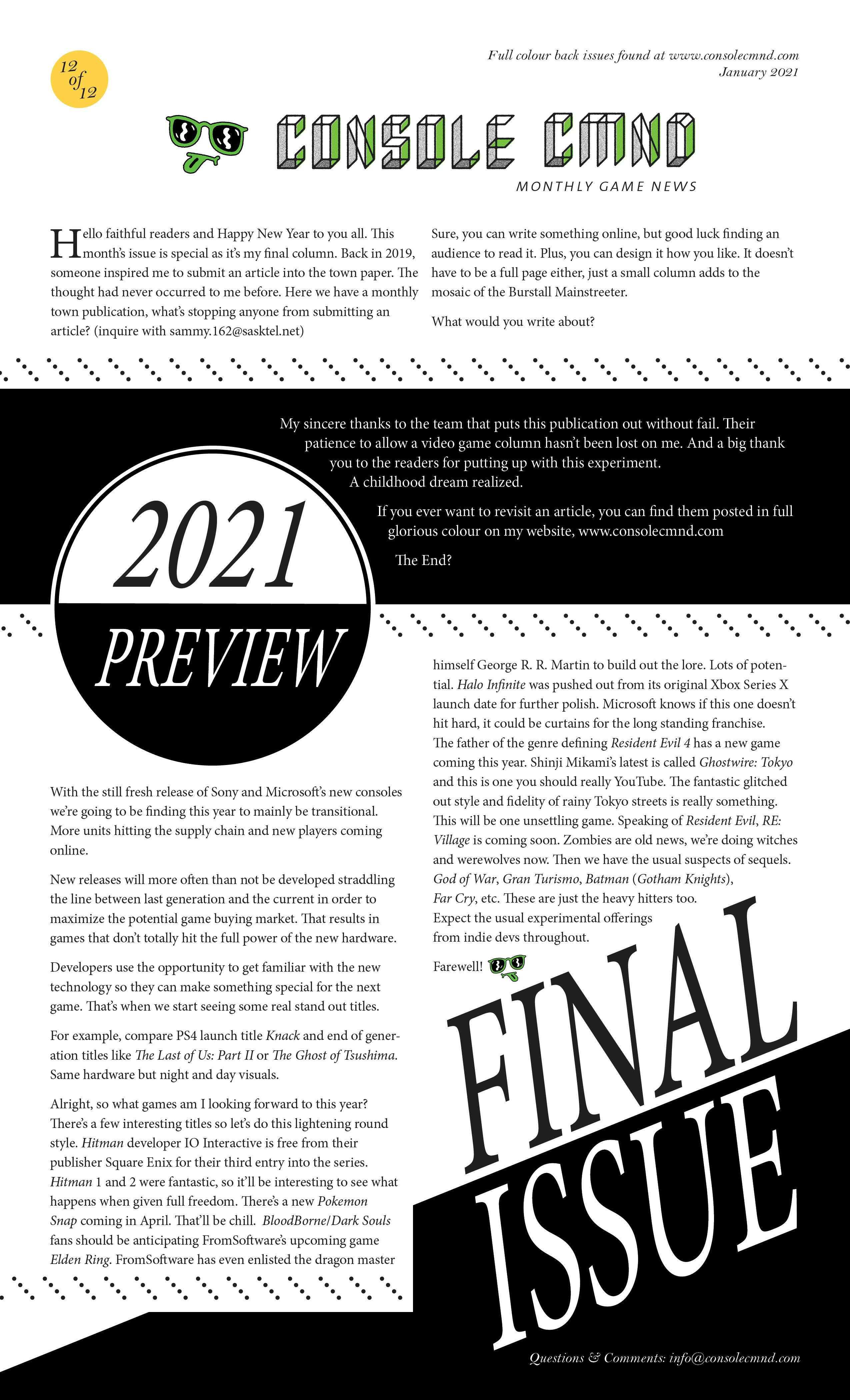 January 2021 - Final Issue - Year in Preview