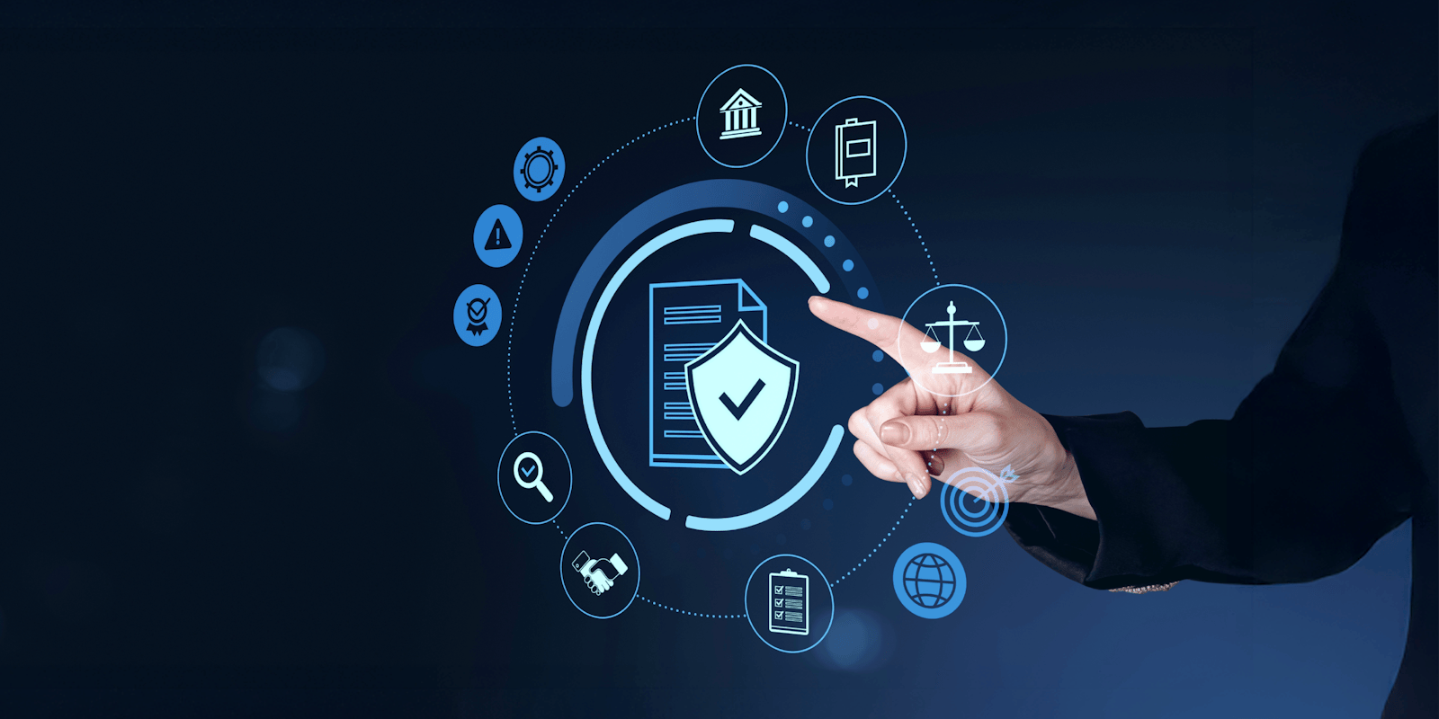 Document icon with a shield and lock representing MindCloud's SOC 2 Type II certification and HIPAA compliance for secure business integrations.