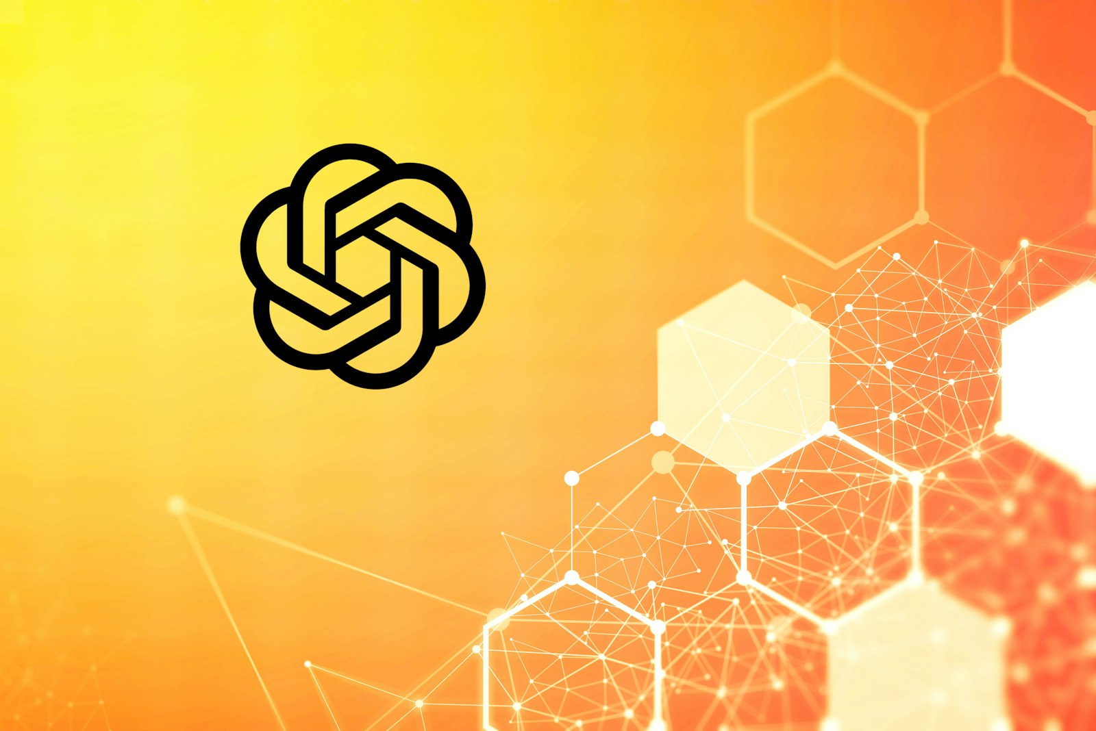 Graphic featuring the ChatGPT logo on a yellow gradient background, representing AI-powered business integrations and workflow automation.