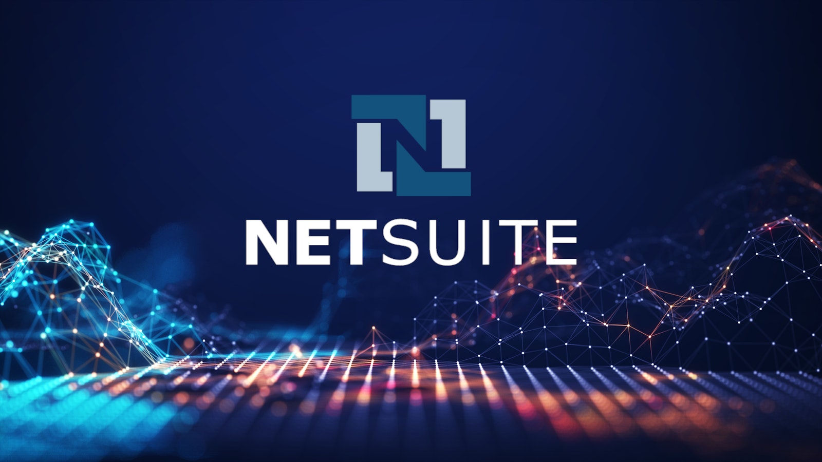 NetSuite logo displayed over a technology background