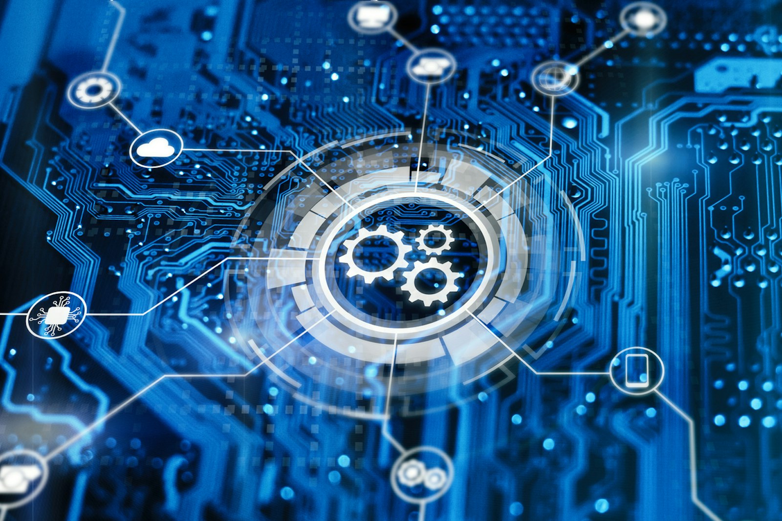 Technology background featuring interconnected gears