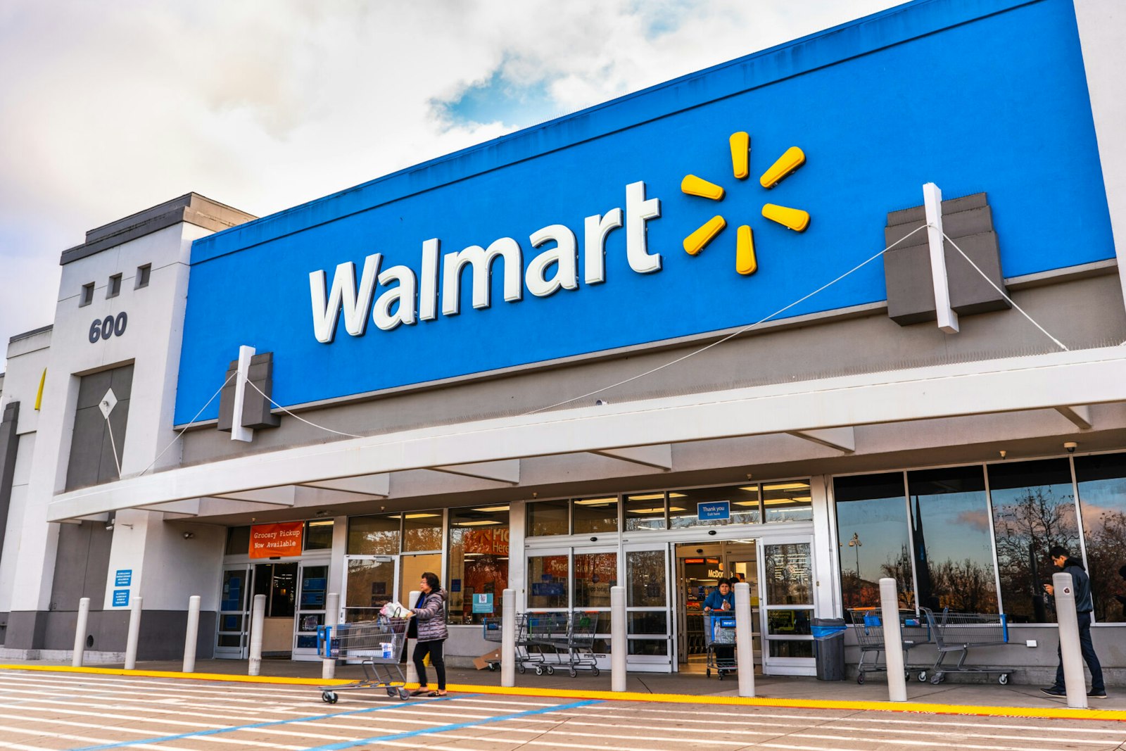 Photo of the front of a Walmart store