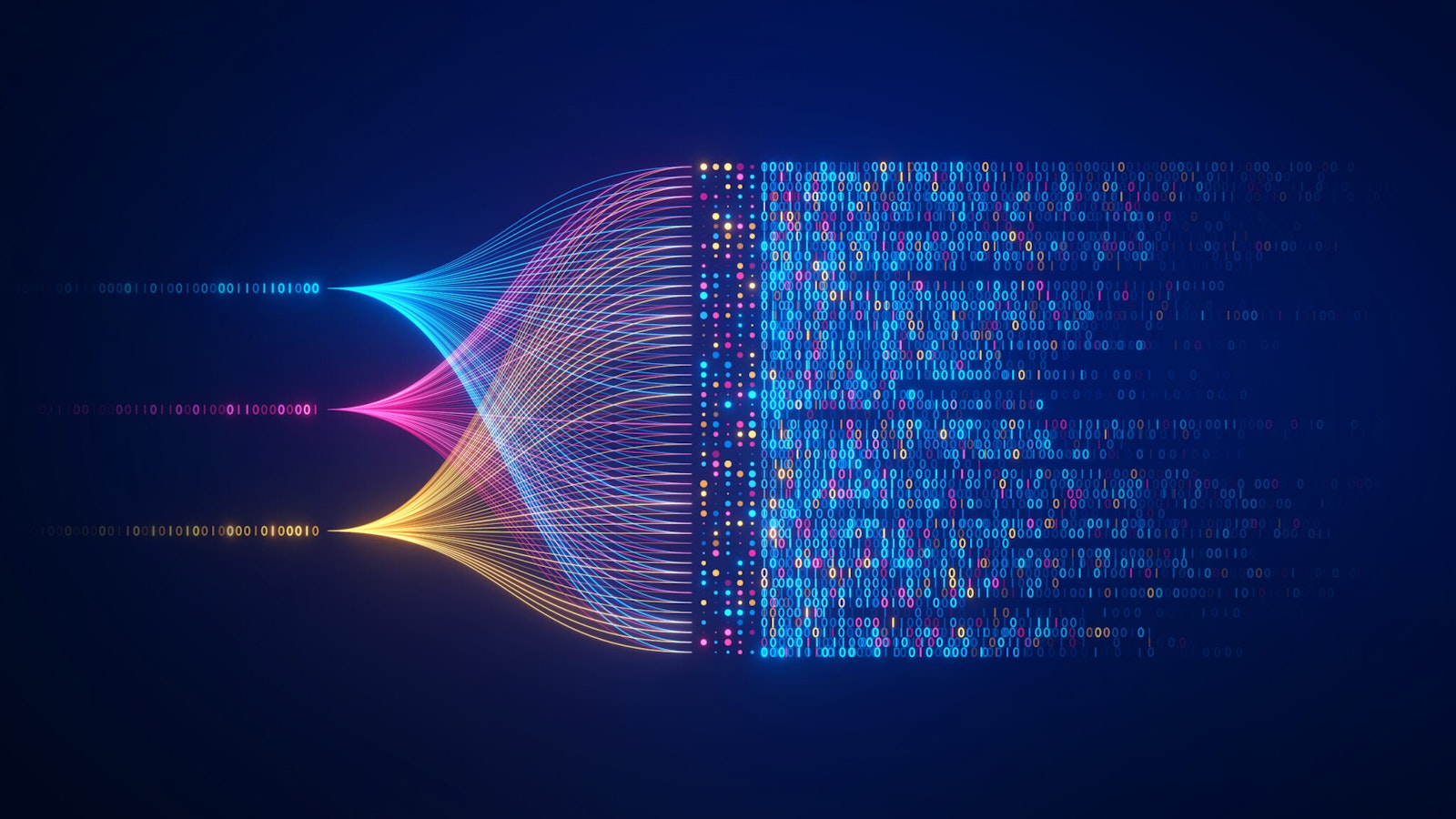 Graphic featuring colorful digital squares being arranged, symbolizing organized data connections, application integration, and streamlined workflows.