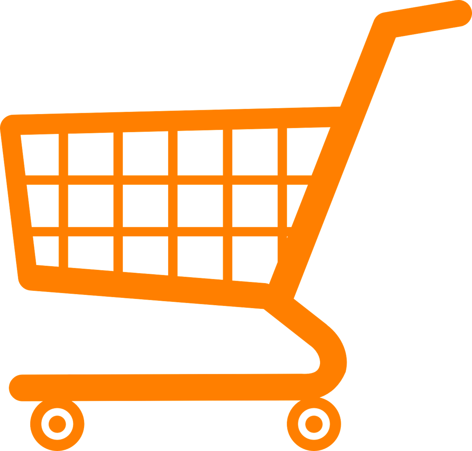 Orange shopping cart icon representing headless ecommerce, online shopping platforms, and modern digital commerce architecture.