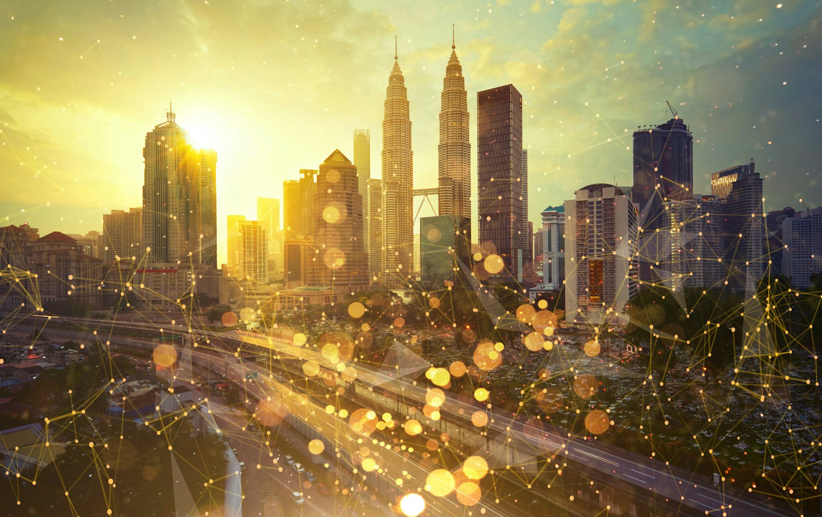 City skyline representing enterprise technology, NetSuite Salesforce integration, and connected business systems for modern organizations.