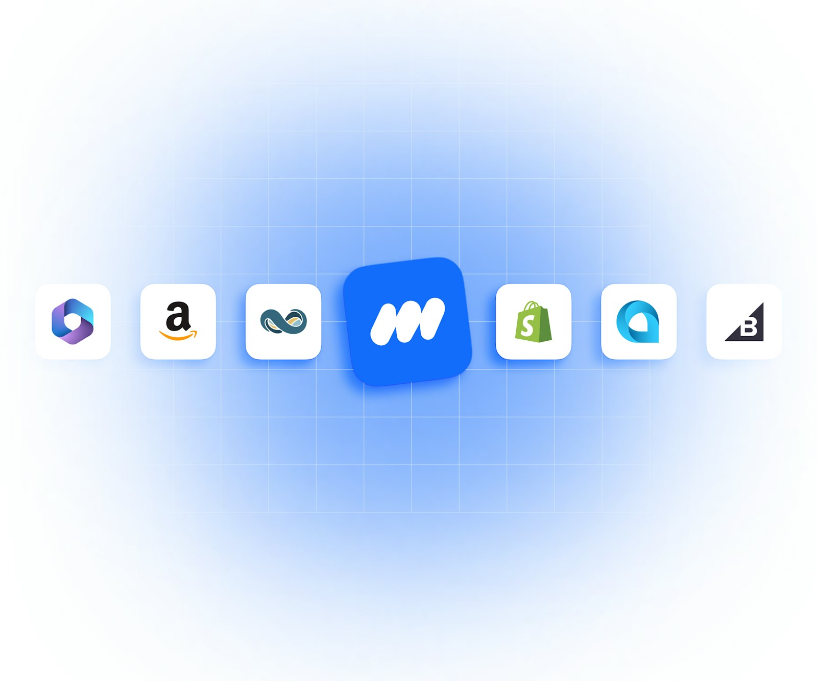 MindCloud integration platform connecting Amazon, NetSuite, Microsoft Business Central, Shopify, Acumatica, and BigCommerce.