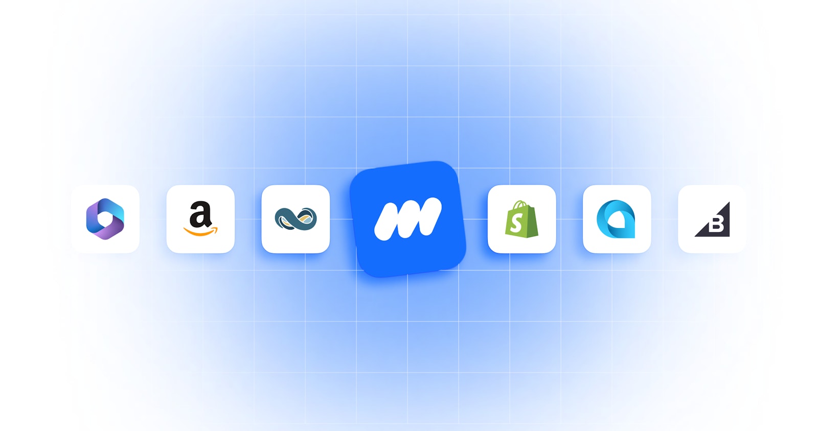 MindCloud integration platform connecting Amazon, NetSuite, Microsoft Business Central, Shopify, Acumatica, and BigCommerce.