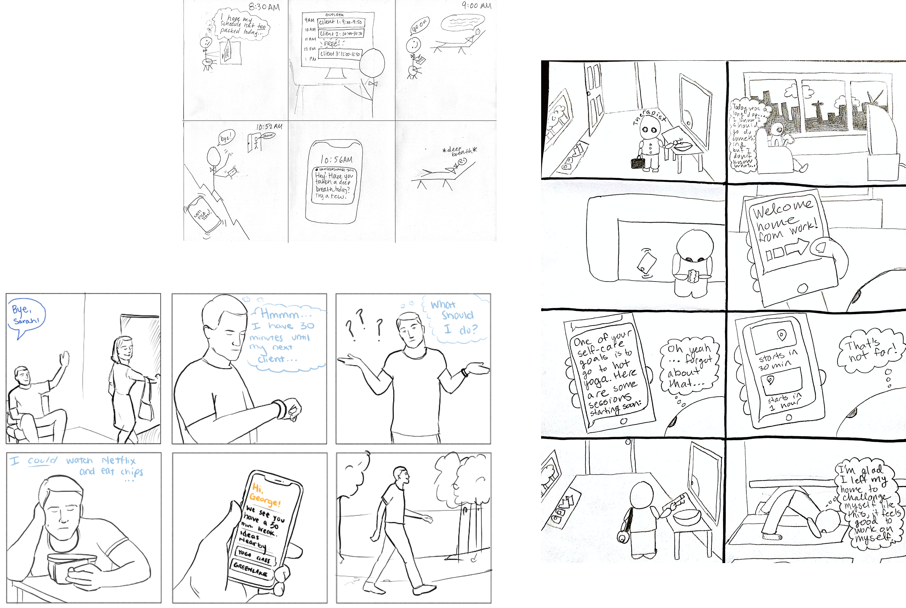 Storyboard screenshots; I apologize but I do not have accessible versions of these documents yet!