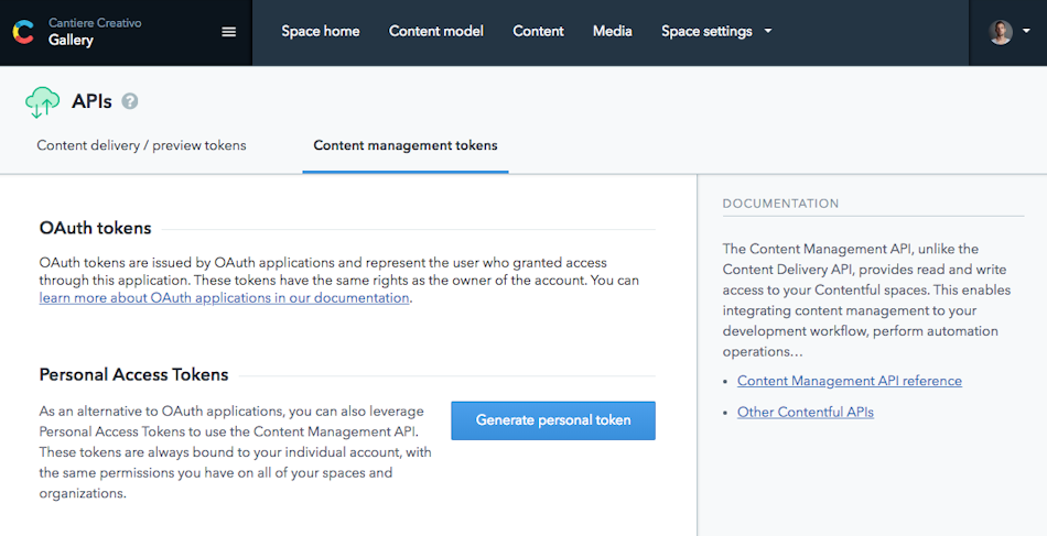 Content management token