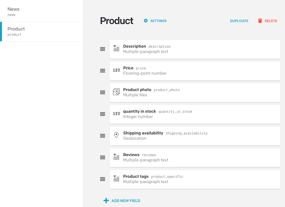 product fields
