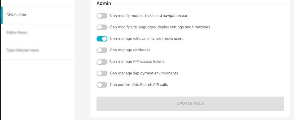 Additional option for the chief editor role