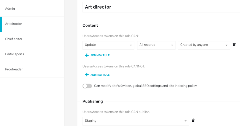 rule set on Upadte for the Art director role