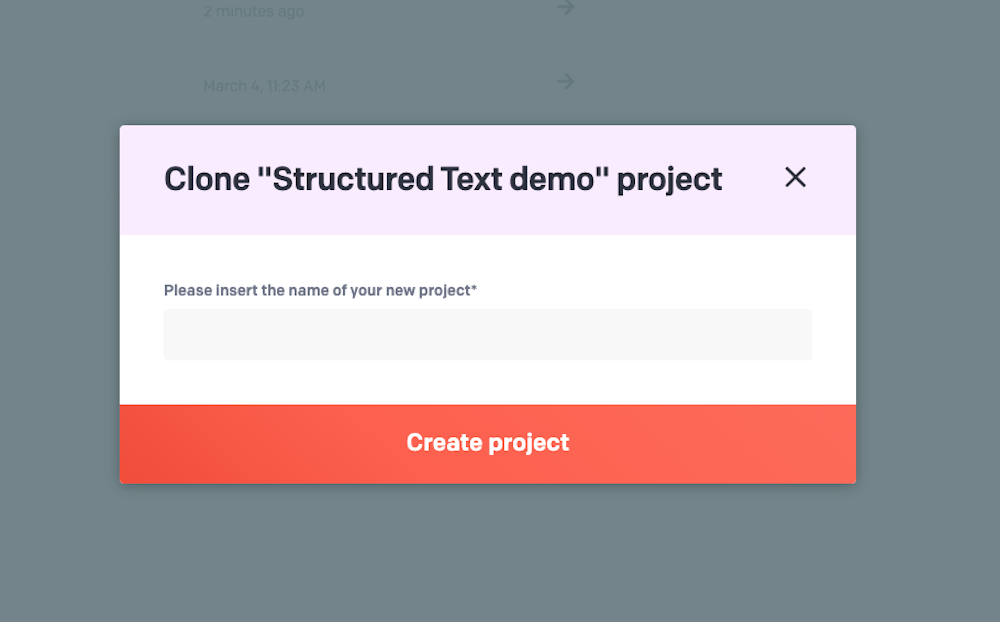 Project starters - "Clone Project" button - DatoCMS Docs
