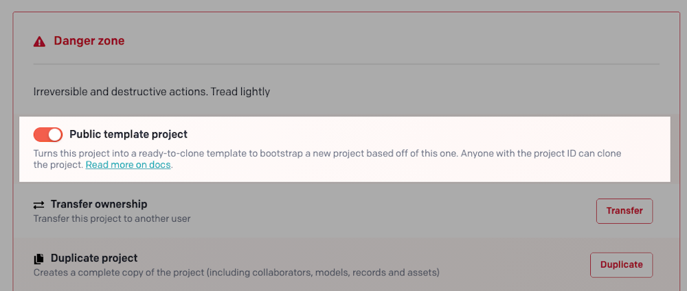 Project starters - Sharing a project template - DatoCMS Docs