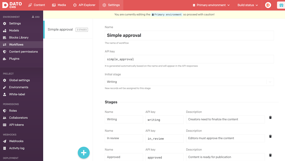 General concepts - Workflows - DatoCMS Docs