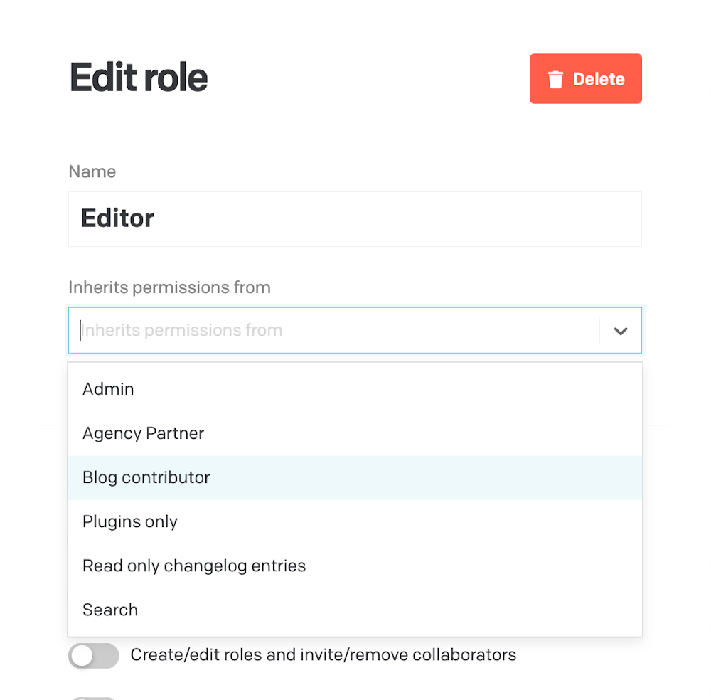 Every role can specify the list of roles to inherit permissions from