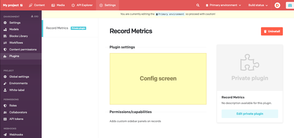 Plugin SDK - Config screen - DatoCMS Docs