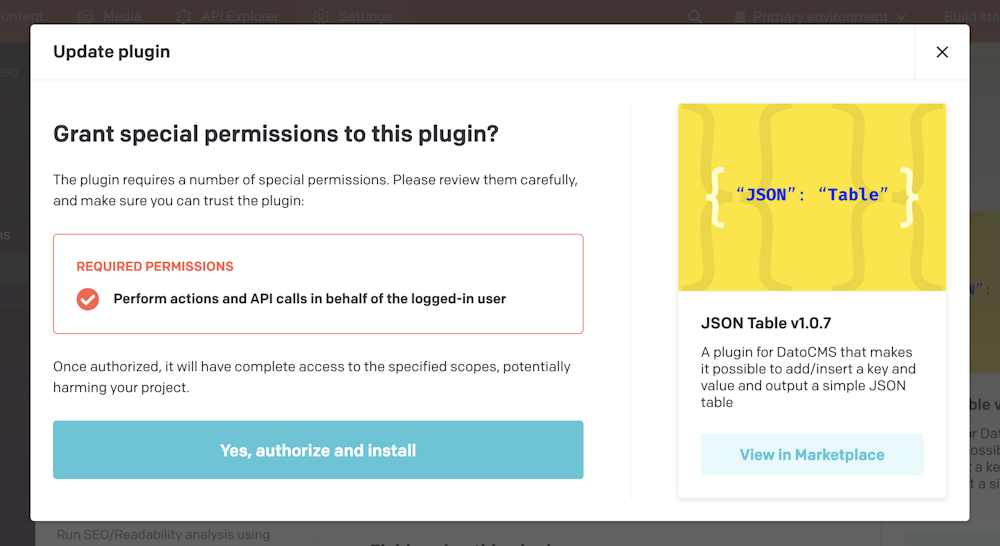 Plugin SDK - Additional permissions - DatoCMS Docs