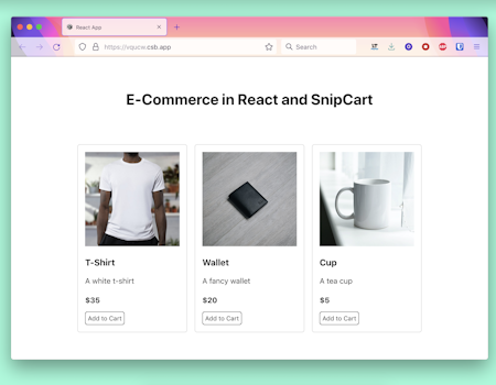 React ecommerce template