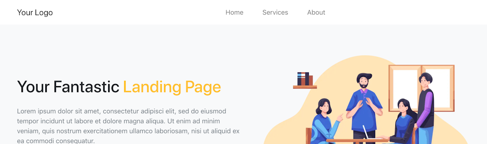 Landing page header