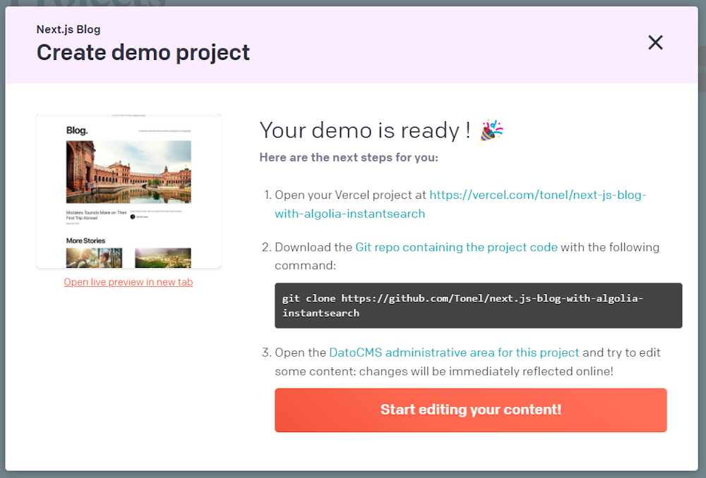 Algolia Next.js template project