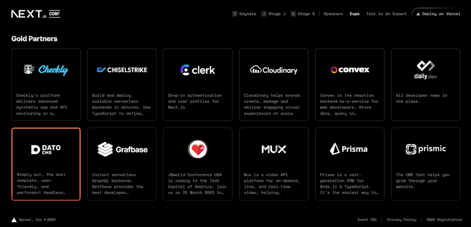 DatoCMS is a gold partner of Next.js Conf