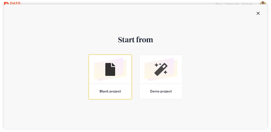 Selecting the “Blank project” svelte blog