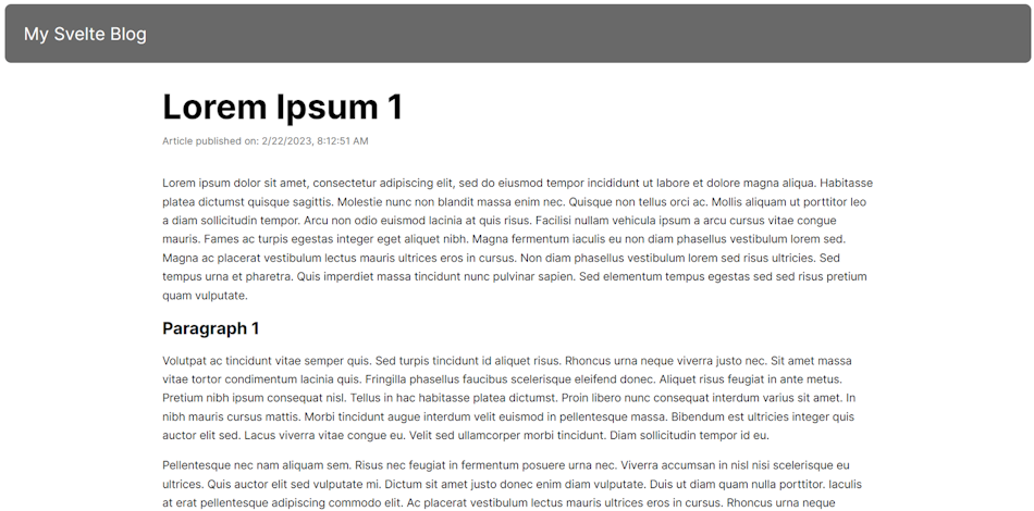 Svelte blog with DatoCMS Article page