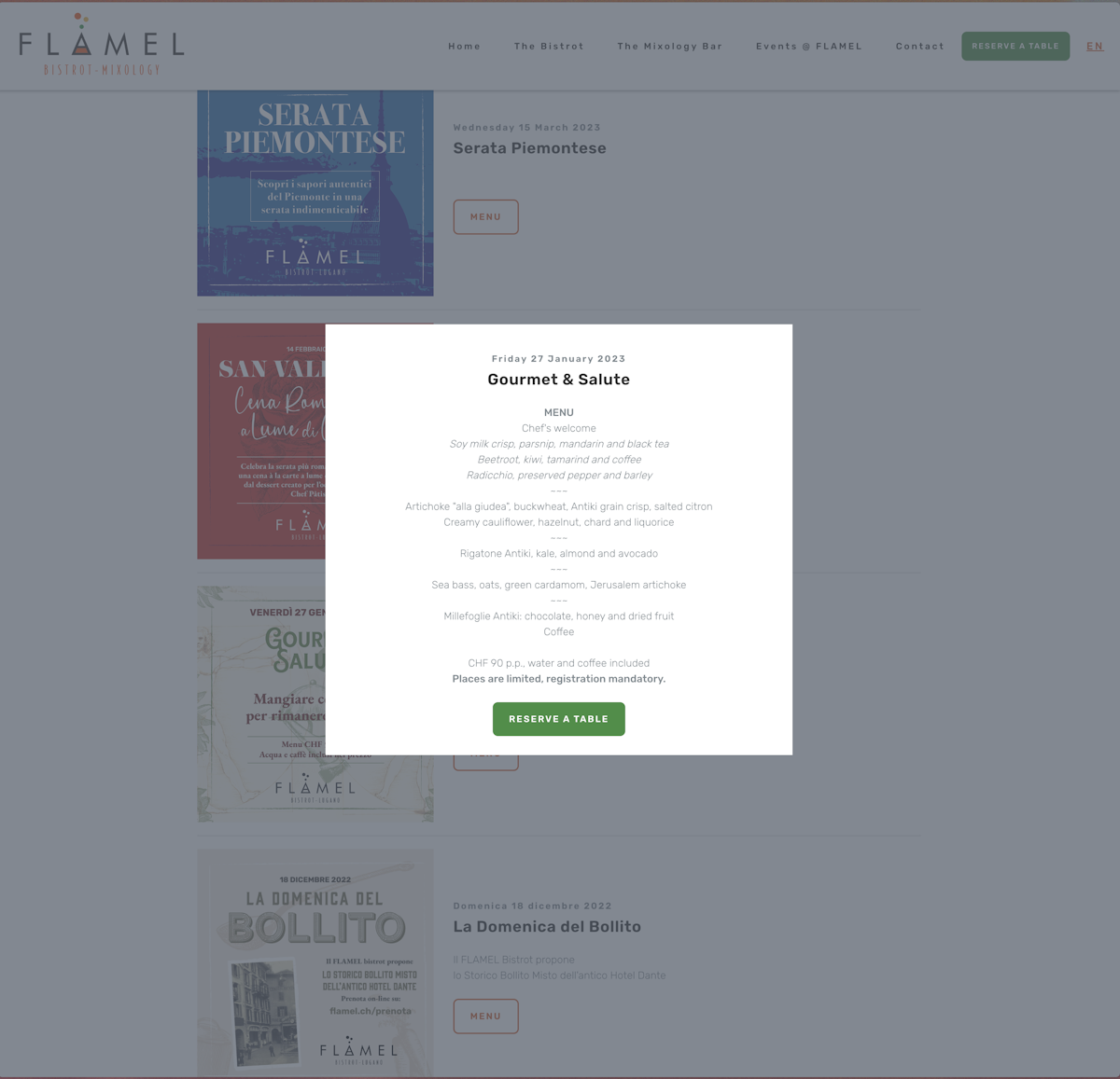 Events and Menus