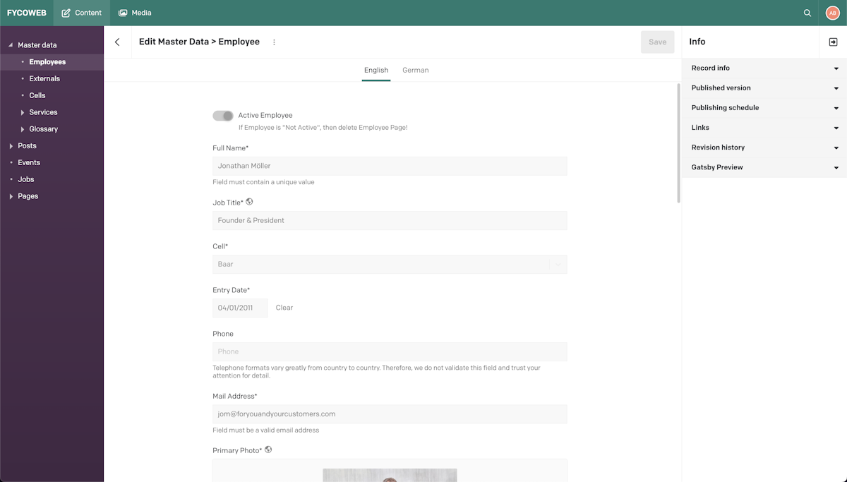 Screenshot of Dato: Employee