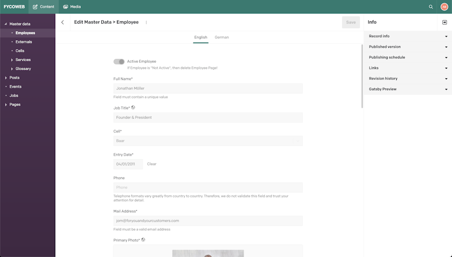 Screenshot of Dato: Employee